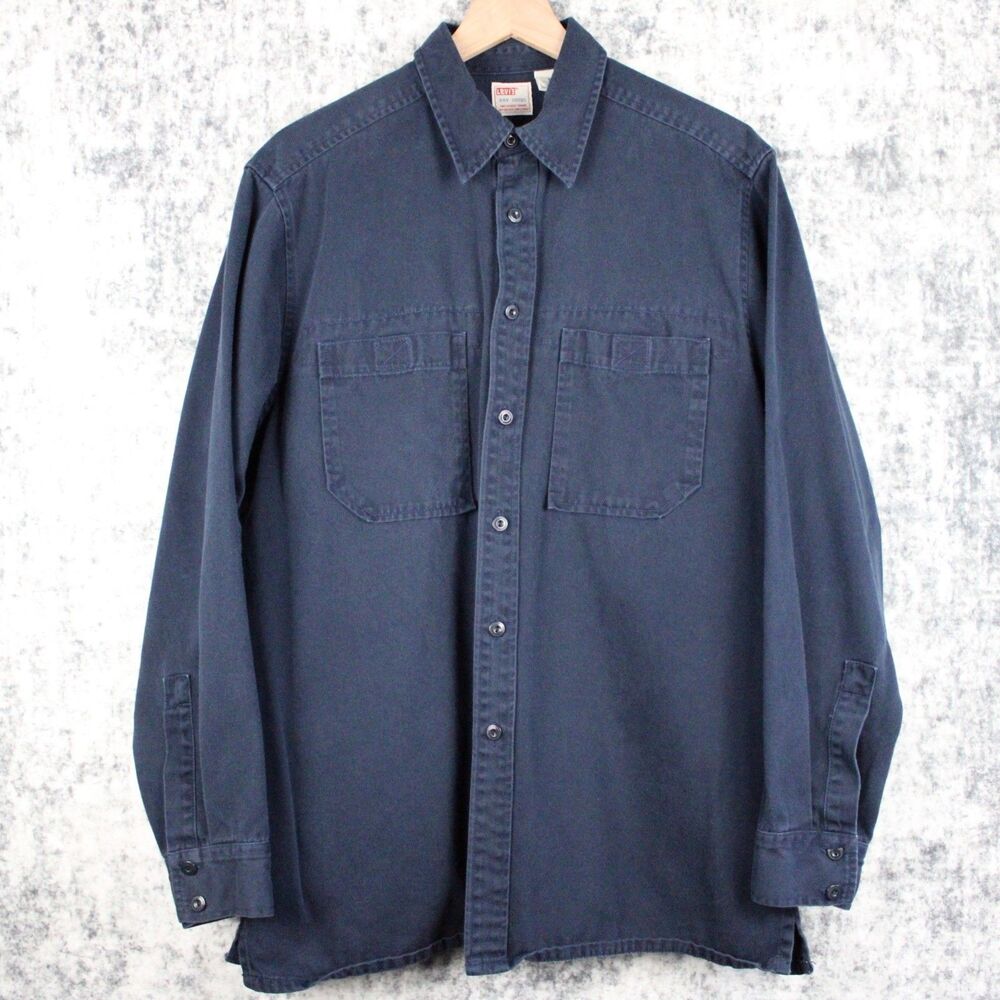 Vintage 90s Levi’s Dry Goods Shirt Mens Size M Blue Work Button Down Twill